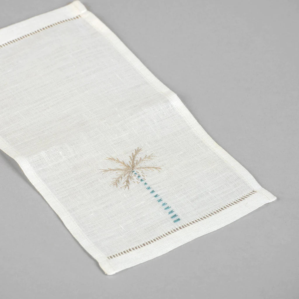 Palm Tree Linen Cocktail Napkins (Set Of 6)